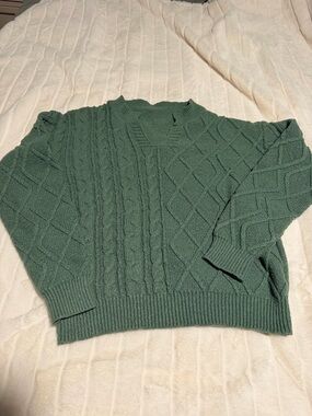 Green Cable Knit Women's Sweater